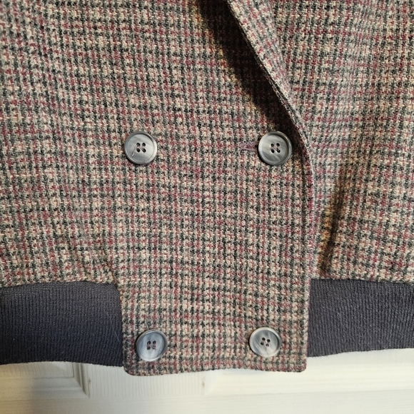 Vintage Wool Plaid Double Breasted Bomber Tweed Blazor Jacket - Picture 8 of 9